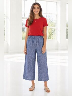 Old Navy Blue Dot-Pattern High-Rise Wide Leg Pants  size L - Like New w/Pockets